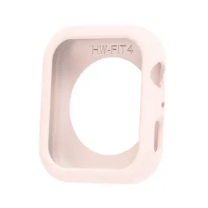 Dettaglio custodia protettiva in silicone rosa, design durevole e anti-caduta per smartwatch.