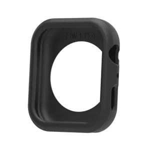 Vista di dettaglio della custodia in silicone per smartwatch, design nero durevole.