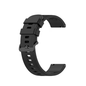 Universal replacement silicone watch strap with breathable holes and secure metal buckle.
