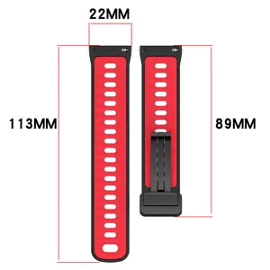 Diagramma dimensionale dettagliato del cinturino in silicone da 22 mm con fibbia pieghevole.
