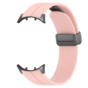Cinturino per smartwatch in silicone rosa con chiusura magnetica pieghevole, design.