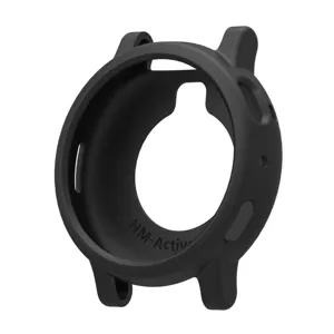 Black silicone protective case compatible with Amazfit Active MAX smartwatch, durable cover.