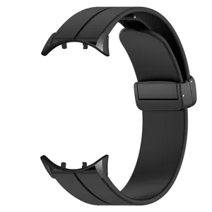 Cinturino in silicone nero con fibbia magnetica di ricambio per smartwatch moderno.