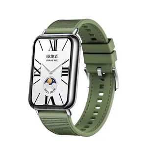 Groene geweven siliconen smartwatch band compatibel met fitness tracker, duurzaam accessoire.