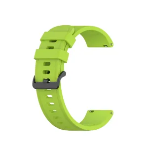 Replacement silicone watch band with black buckle and quick release pins, bright green sport strap.