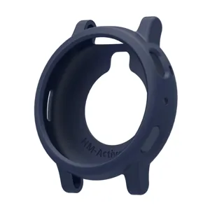 Dark blue silicone protective case detail view for smart watch, durable flexible material.