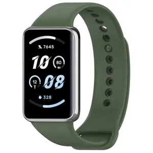 Olive green silicone replacement strap for smart fitness band, durable and comfortable design.