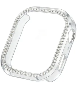 Glitzernde Strass Smartwatch Schutzhülle in Silber Bling Bumper Rahmen Uhren Zubehör