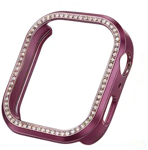 Redmi Watch 6 Glitzer Strass Schutzhülle Detailansicht, elegante lila beschichtete Bumper.