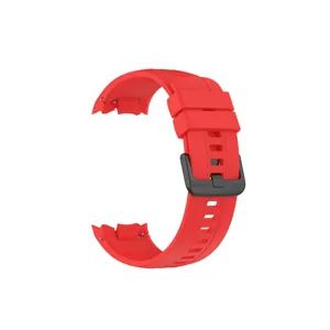 Correa de repuesto de silicona compatible con smartwatch, correa roja con hebilla negra