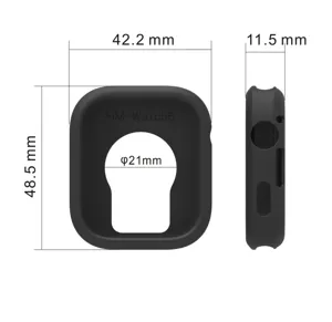 Detaillierte Maßzeichnung der schwarzen Silikon-Schutzhülle für Smartwatch im Detail.