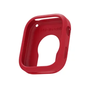 Detailansicht der roten Silikon Schutzhülle passend für Redmi Watch 6 mit Sturzschutz.