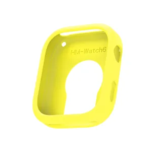 Detailansicht der leuchtend gelben Silikon-Smartwatch-Schutzhülle, langlebig und passgenau.