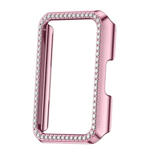 Shiny rhinestone protective case for smart band, pink hard PC shell accessory stylish cover!