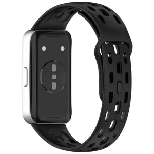 Replacement silicone breathable strap with honeycomb design for smart wrist bands securely fitted.