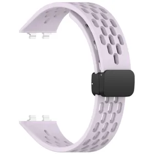 Silicone watch strap replacement breathable multi-hole band with magnetic folding clasp for smart band