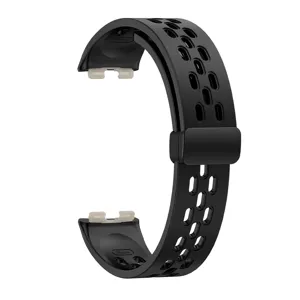 Cinturino di Ricambio in Silicone Chiusura Pieghevole Magnetica Cinturino Traspirante con Fori Compatibile Con Huawei Band 9 10