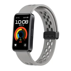 Dettagli del cinturino di ricambio in silicone traspirante con fibbia magnetica per smartband.