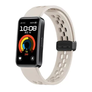 Cinturino magnetico pieghevole in silicone per smartwatch, cinturino ricambio traspirante.