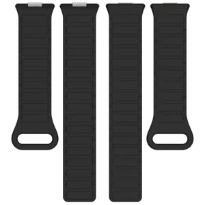 Silicone magnetic replacement watch strap detail view, black flexible band parts for smartwatches.