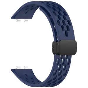 Breathable silicone replacement watch strap with magnetic folding clasp for smart band.