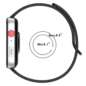 Silicone magnetic watch replacement strap side view detail showing length 5.1 to 8.5 inches
