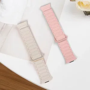 Silicone magnetic watch strap detail view, flexible replacement band for smart watch.