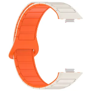 Silicone magnetic watch band replacement strap with wave pattern design for smartwatches.