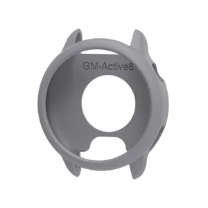 Funda protectora de silicona gris para reloj inteligente, diseño hueco compatible con modelos.