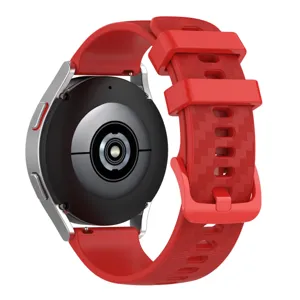 Universal silicone smartwatch strap with carbon fiber texture and matching buckle accessory