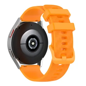 Silicone watch strap with carbon fiber texture and vibrant orange color for smartwatches.