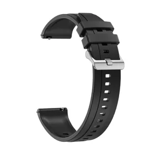 Silicone watch strap replacement band for smart watch, durable black rubber accessory.