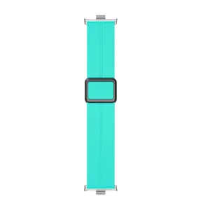 Replacement silicone magnetic folding buckle watch strap for smart watch turquoise detail