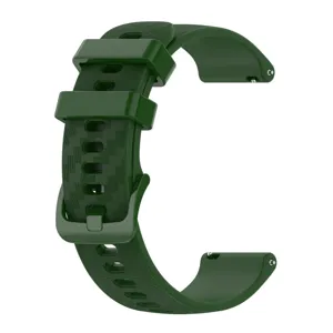 Green silicone watch strap replacement with carbon fiber texture and matching buckle for smart watch.