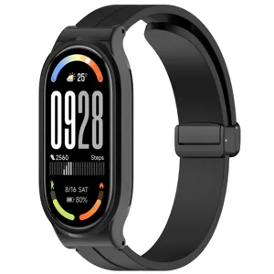 Bracelet en silicone magnetique pour Smartband Bracelet de rechange noir avec boucle pliable
