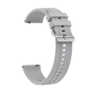 Universal silicone watch strap replacement band with quick release pins, smooth grey finish.