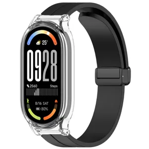 Bracelet en silicone et coque de protection transparente pour montre connectée, accessoire durable.