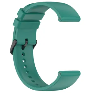 Close-up detail of the flexible silicone watch strap buckle and quick-release pin design.