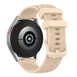 Replacement silicone watch strap with carbon fiber texture and matching buckle for smart watch.