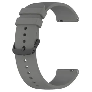 Grey silicone watch strap replacement band with black buckle, universal design detail view.