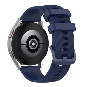 Silicone watch strap replacement with carbon fiber texture and matching buckle design.