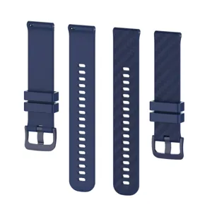 Silicone watch strap replacement compatible with various smartwatches with carbon fiber texture.