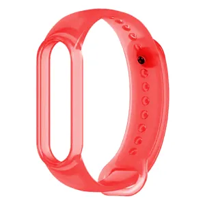 Bracelet de rechange rouge transparent pour montre connectée fitness, en silicone souple.