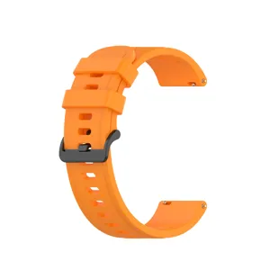 Silicone watch strap replacement band with breathable holes and black metal buckle.
