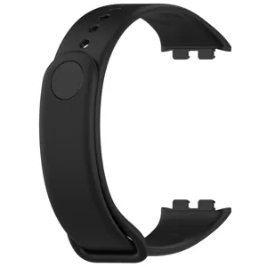 Black silicone replacement smart band strap, soft matte texture, durable sports wristband.