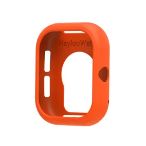 Funda protectora de silicona para Haylou Watch, carcasa bumper smartwatch suave naranja.