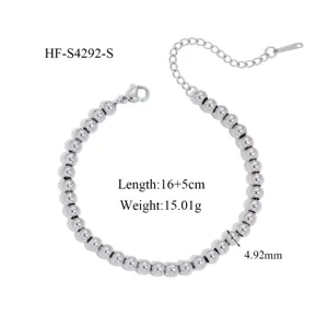 Bracelet de boules en acier inoxydable pour femmes bijoux de mode chic longueur 16+5cm