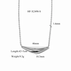 Cross-border titanium steel 18K gold plated geometric U-shaped arc tube pendant necklace