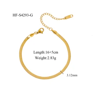 Bracelet chaine serpent en acier inoxydable pour femme plaque or 18K bijoux chic