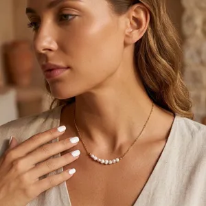 Collier minimaliste en acier inoxydable 18K avec perles d'eau douce baroques